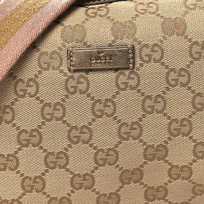 Gucci Monogram Web Medium Half Moon Hobo Gold Pink 8 of 10