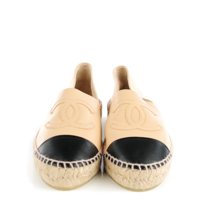 Chanel Lambskin CC Espadrilles 37 Beige Black 2 of 10