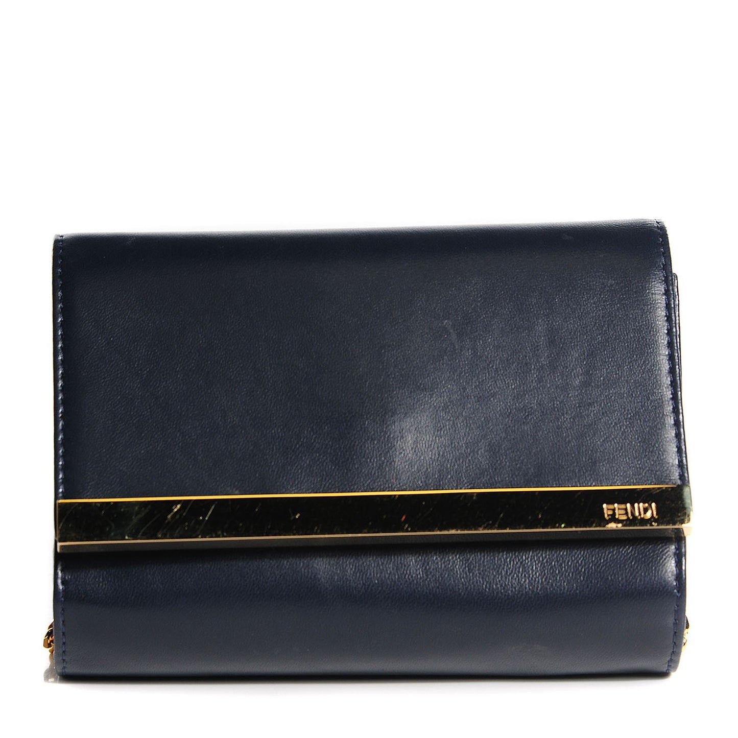 Shiny Nappa Mini Rush Clutch Navy