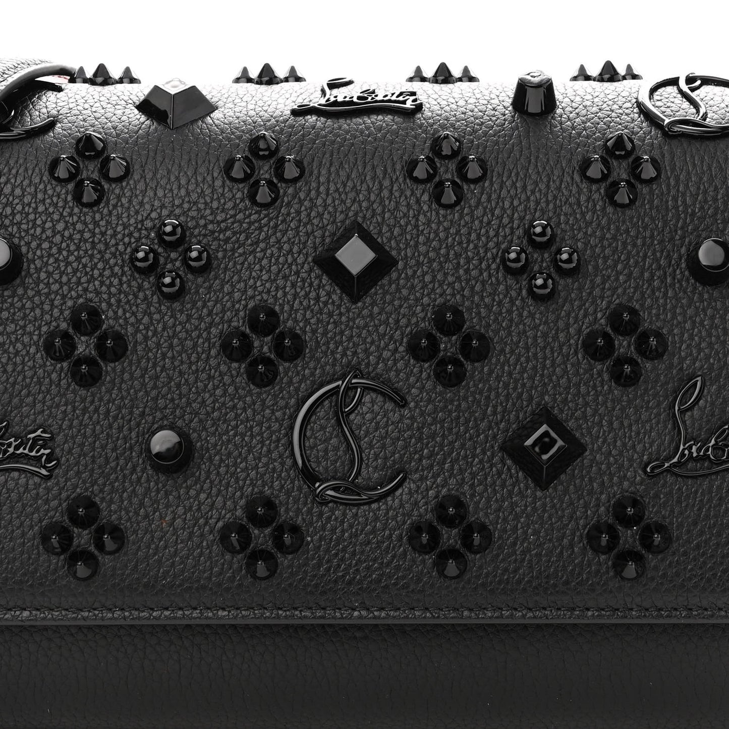 Calfskin Spikes Loubinthesky Paloma Clutch Black