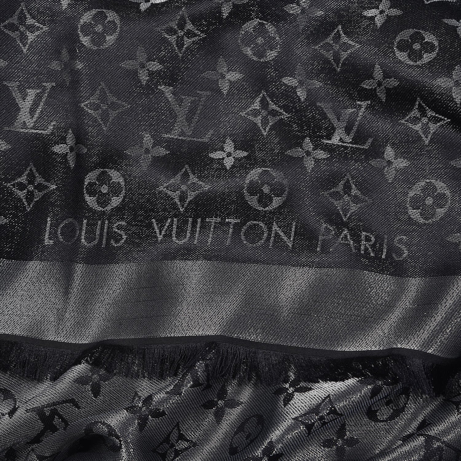 Louis Vuitton Silk Lurex Wool Monogram Shine Shawl Black 4 of 6