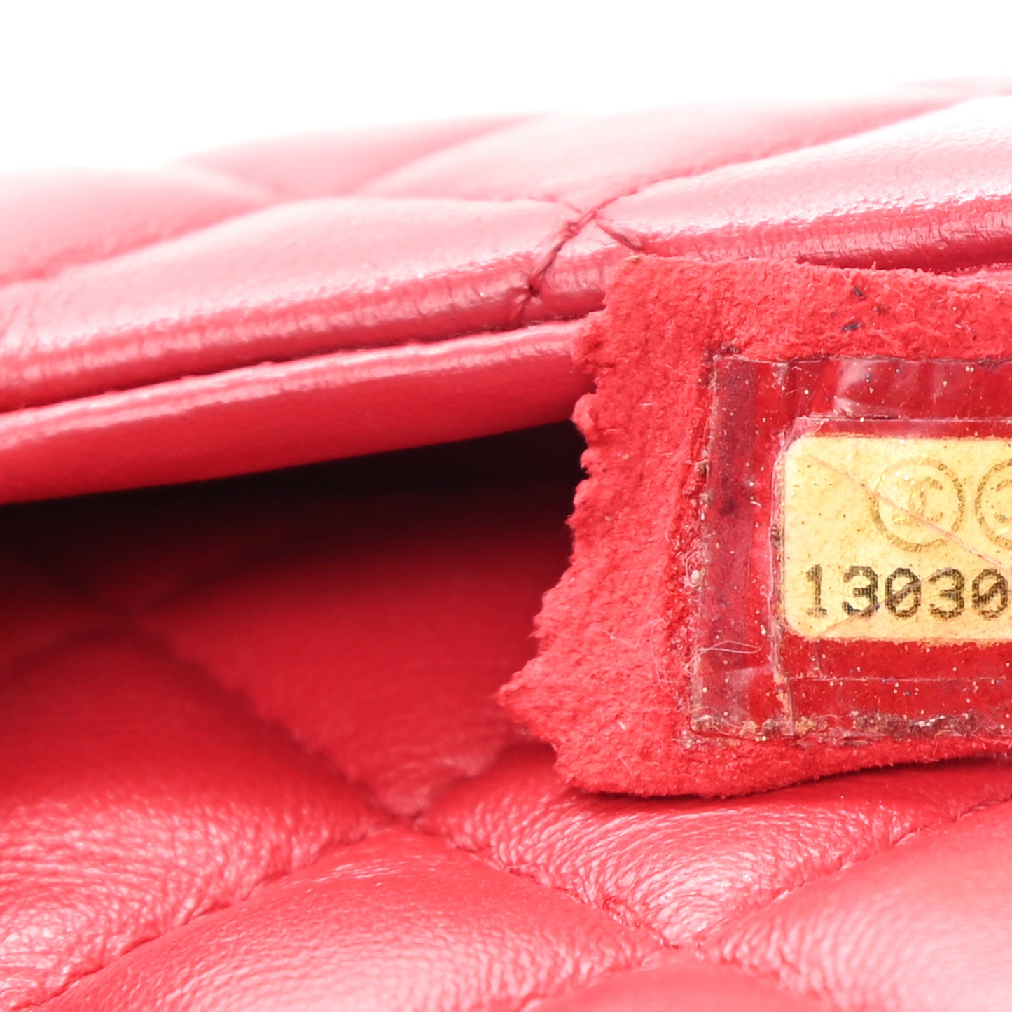 Lambskin Quilted Extra Mini Rectangular Flap Red
