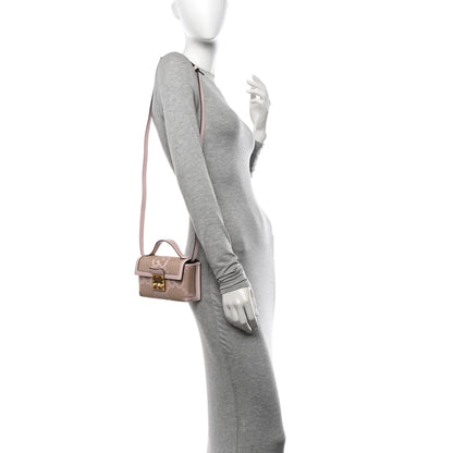 Gucci Monogram Jumbo GG Textured Dollar Calfskin Mini Padlock Top Handle Shoulder Bag Beige Perfect Pink 2 of 10