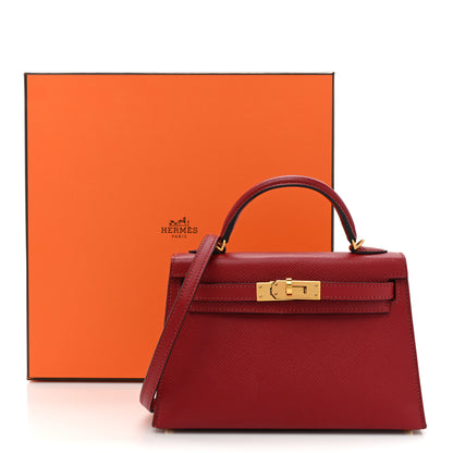 Hermes Epsom Mini Kelly Sellier 20 Rouge Grenat 13 of 13