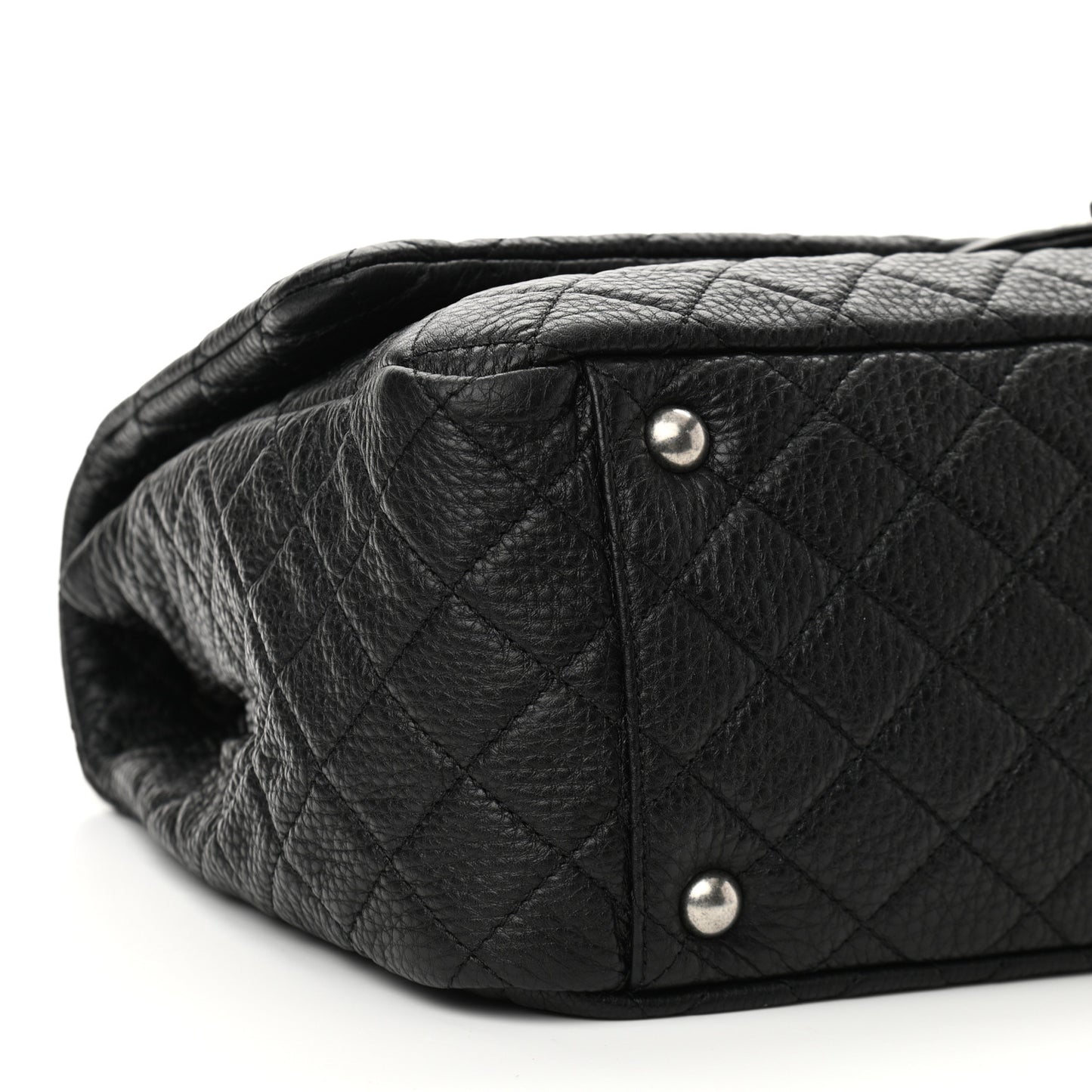Calfskin Quilted XXL Travel Flap Bag Black