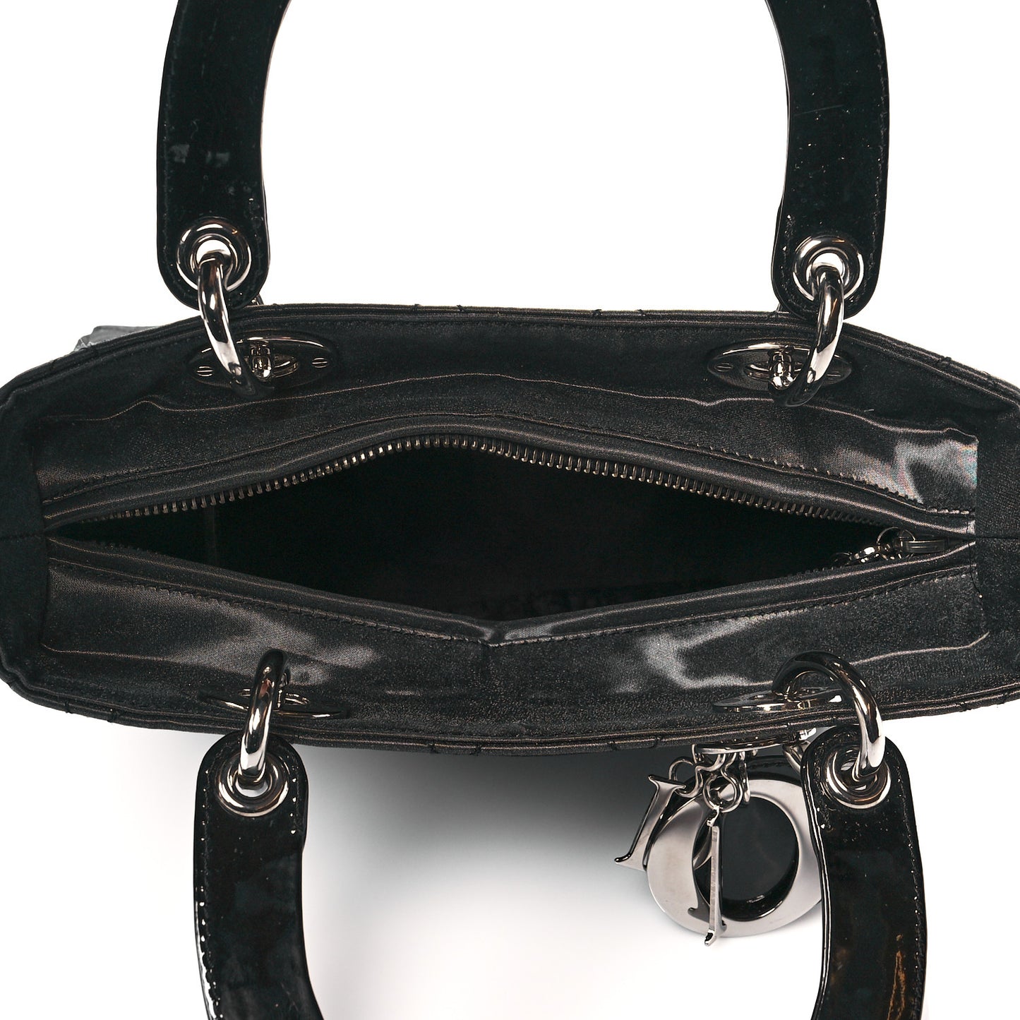 Coated Canvas Patent Cannage Medium Lady Dior Black