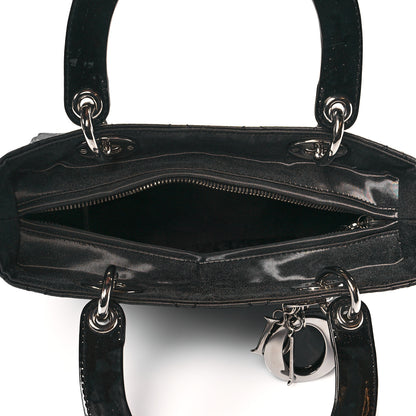Christian Dior Coated Canvas Patent Cannage Medium Lady Dior Black 4 of 13