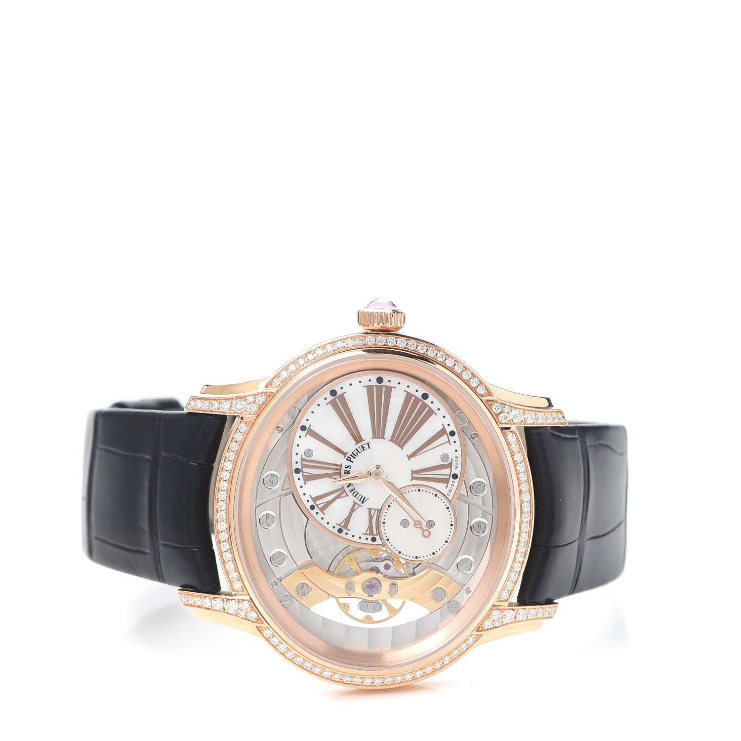 Audemars Piguet 18K Rose Gold Alligator Diamond 39.5mm Millenary Manual Winding Watch 77247OR.ZZ.A812CR.01 2 of 7