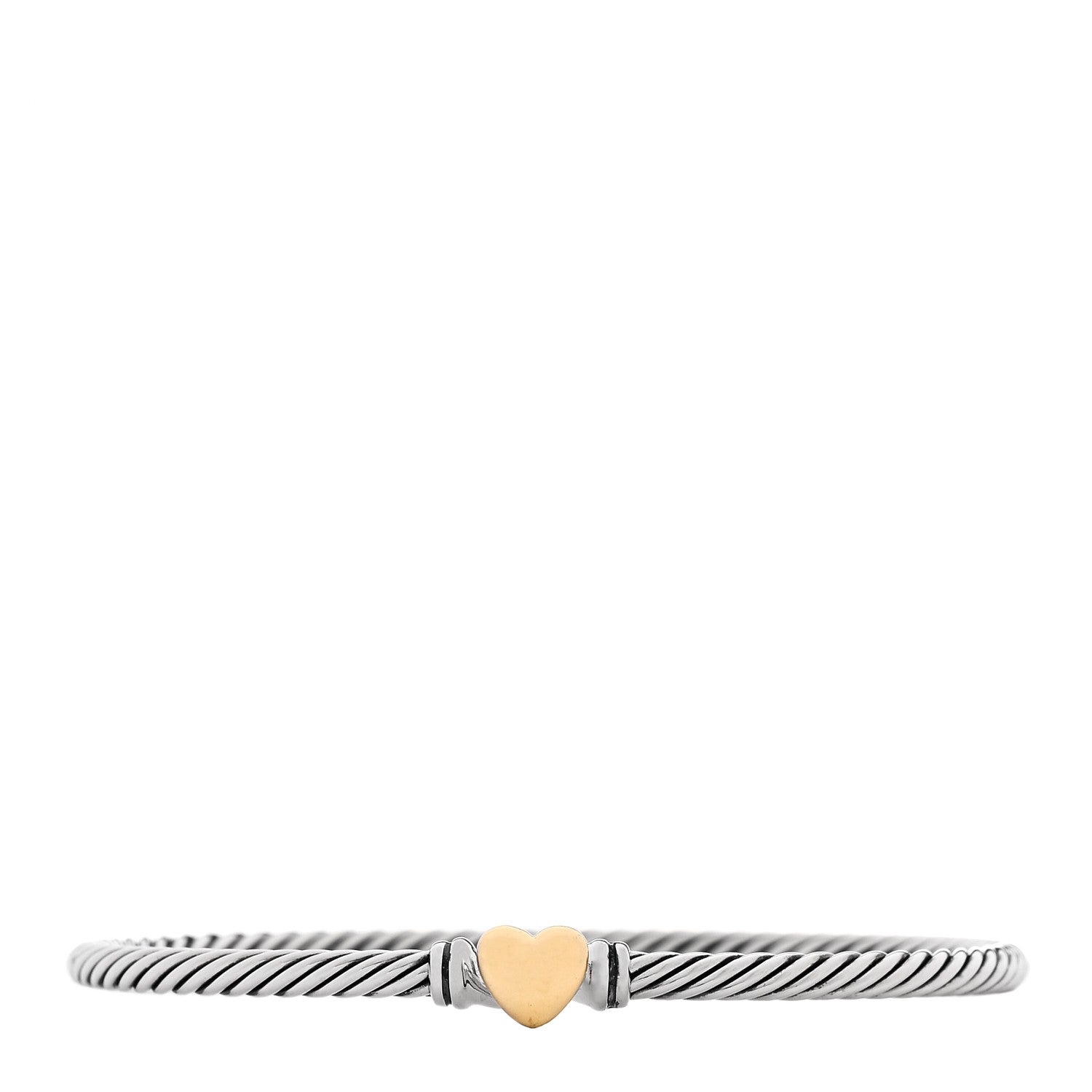 David Yurman Sterling Silver 18K Yellow Gold 3mm Cable Collectibles Heart Bracelet 1 of 4