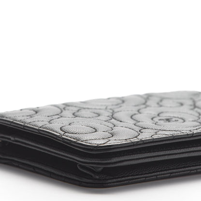 Chanel Caviar Camellia Embossed Wallet On Chain WOC Black 7 of 8