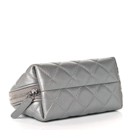 Chanel Metallic Lambskin Quilted 2.55 Reissue Cosmetic Pouch Silver 4 of 9