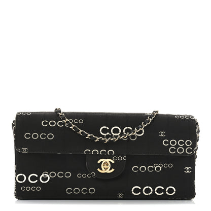 Chanel Canvas Chocolate Bar Quilted Coco East West Flap Black 1 of 10