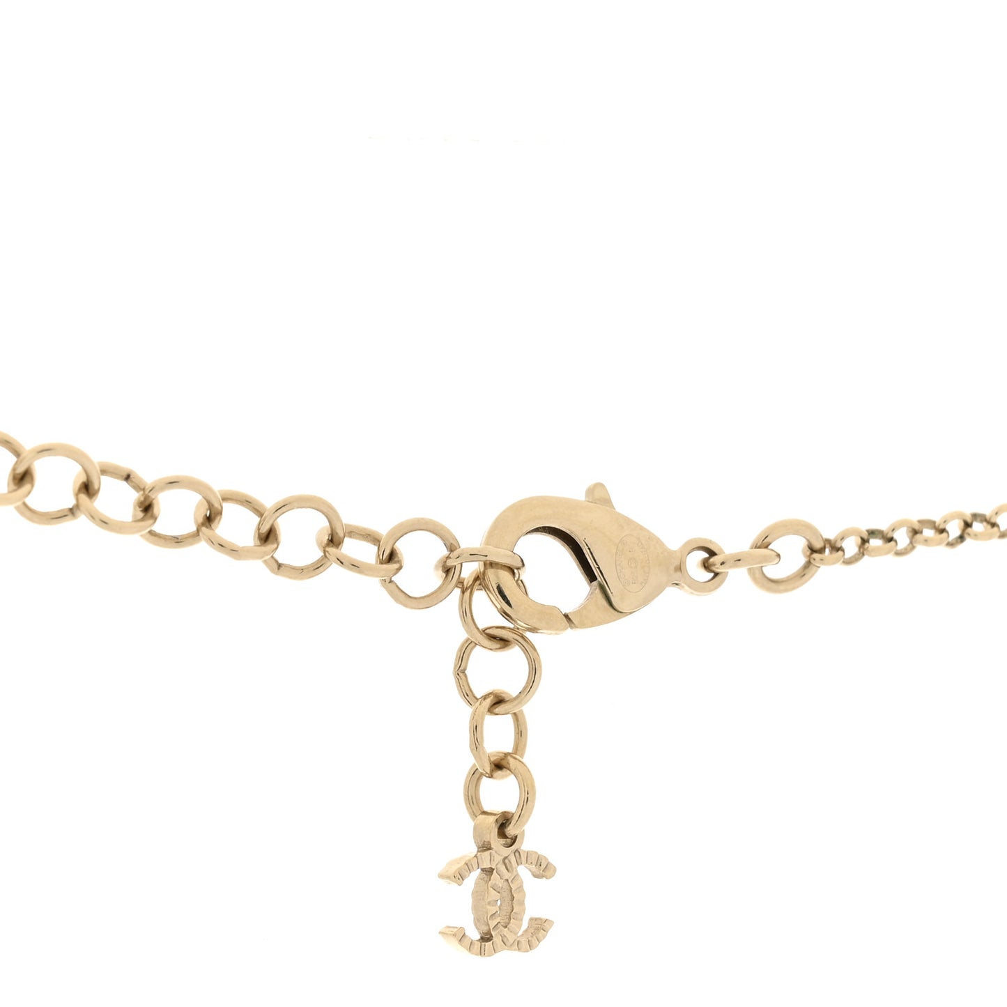 Pearl Crystal CC Heart Chain Short Necklace Gold
