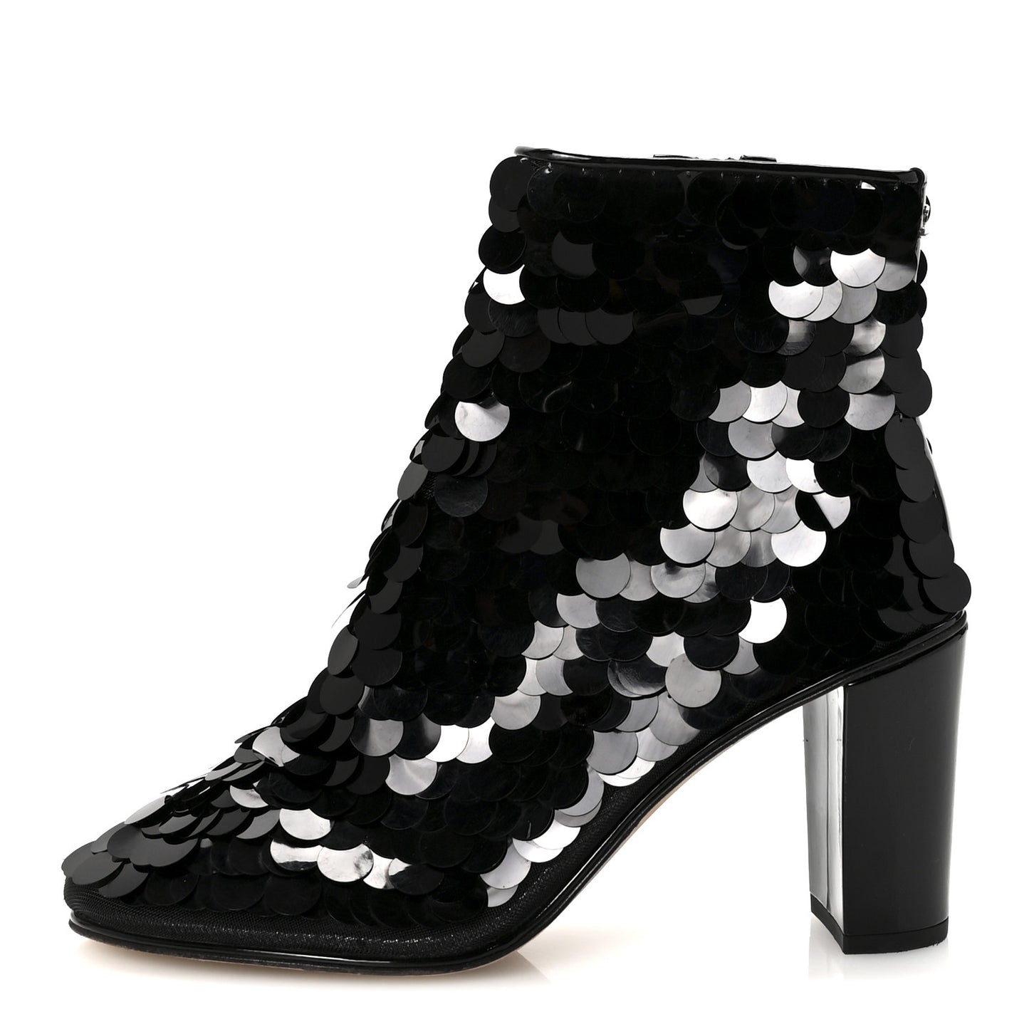 Sequin Mesh Boots 38.5 Black