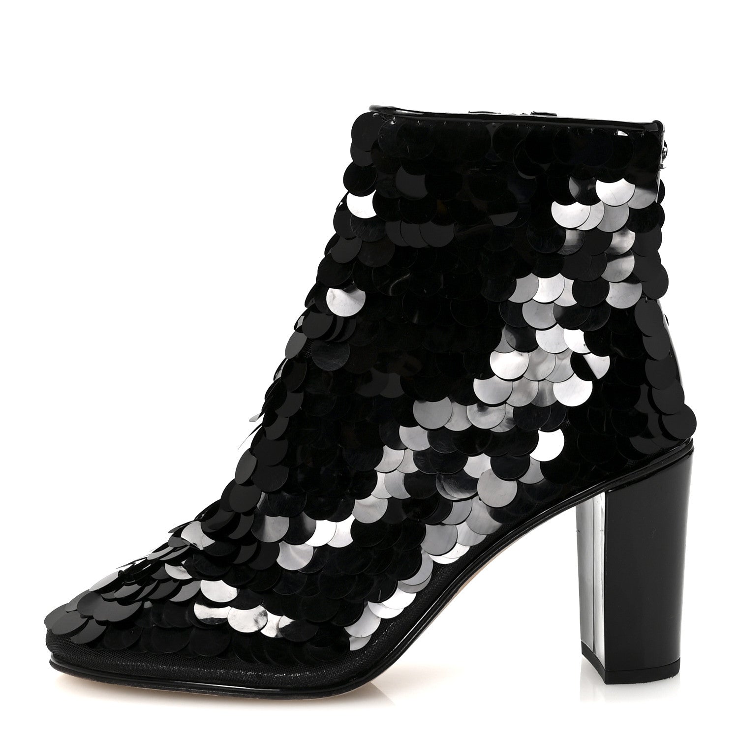 Chanel Sequin Mesh Boots 38.5 Black 1 of 9