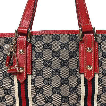 Gucci Monogram Small Jolicoeur Tote Navy Red 8 of 10