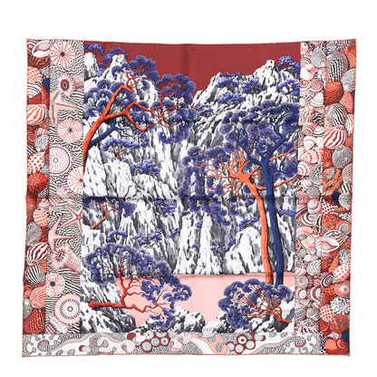 Hermes Silk Sieste Au Paradis Scarf 90 Rouge H Bleu Nuit Corail 1 of 4
