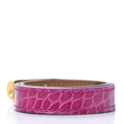 Hermes Shiny Alligator Kelly Double Tour Bracelet T1 Rose Pourpre 3 of 5