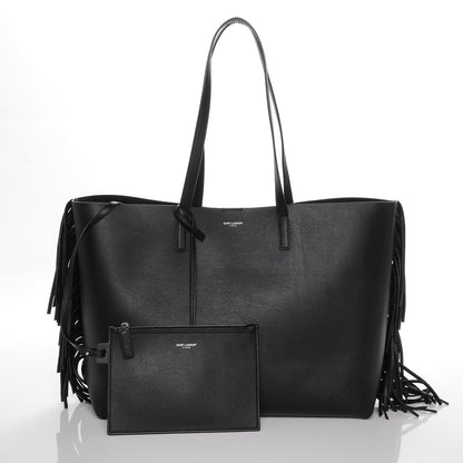 Saint Laurent Calfskin Large Fringe Shopping Tote Black 5 of 7