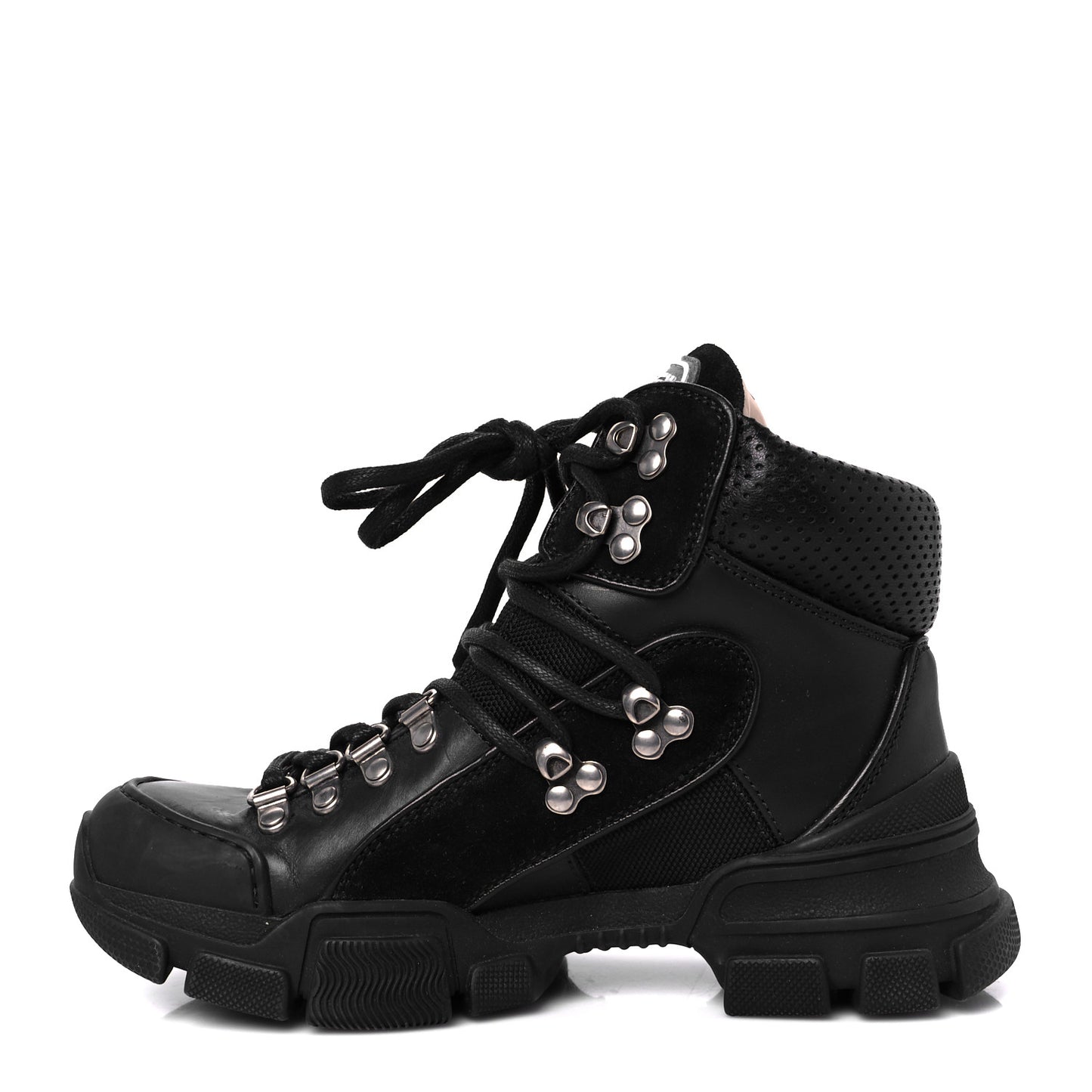 X SEGA Calfskin Suede Technical Canvas Womens Flashtrek High-Top Sneakers 35 Black