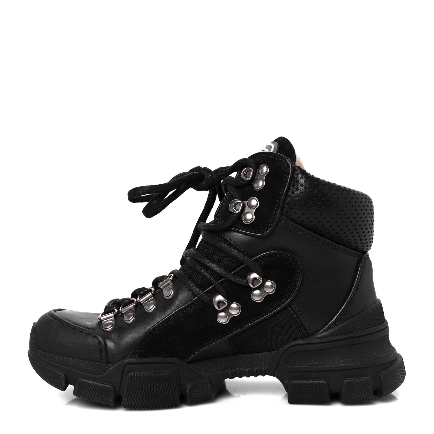 Gucci X SEGA Calfskin Suede Technical Canvas Womens Flashtrek High-Top Sneakers 35 Black 1 of 9