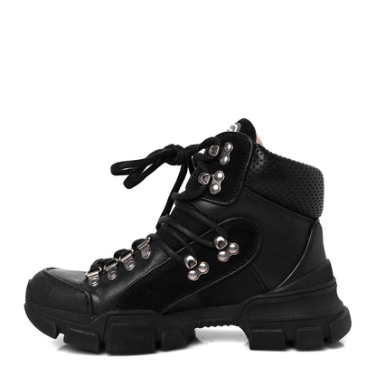 Gucci X SEGA Calfskin Suede Technical Canvas Womens Flashtrek High-Top Sneakers 35 Black 1 of 9