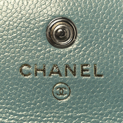 Chanel Iridescent Caviar Quilted Pearl On Top Coin Purse With Chain Light Green 6 of 12