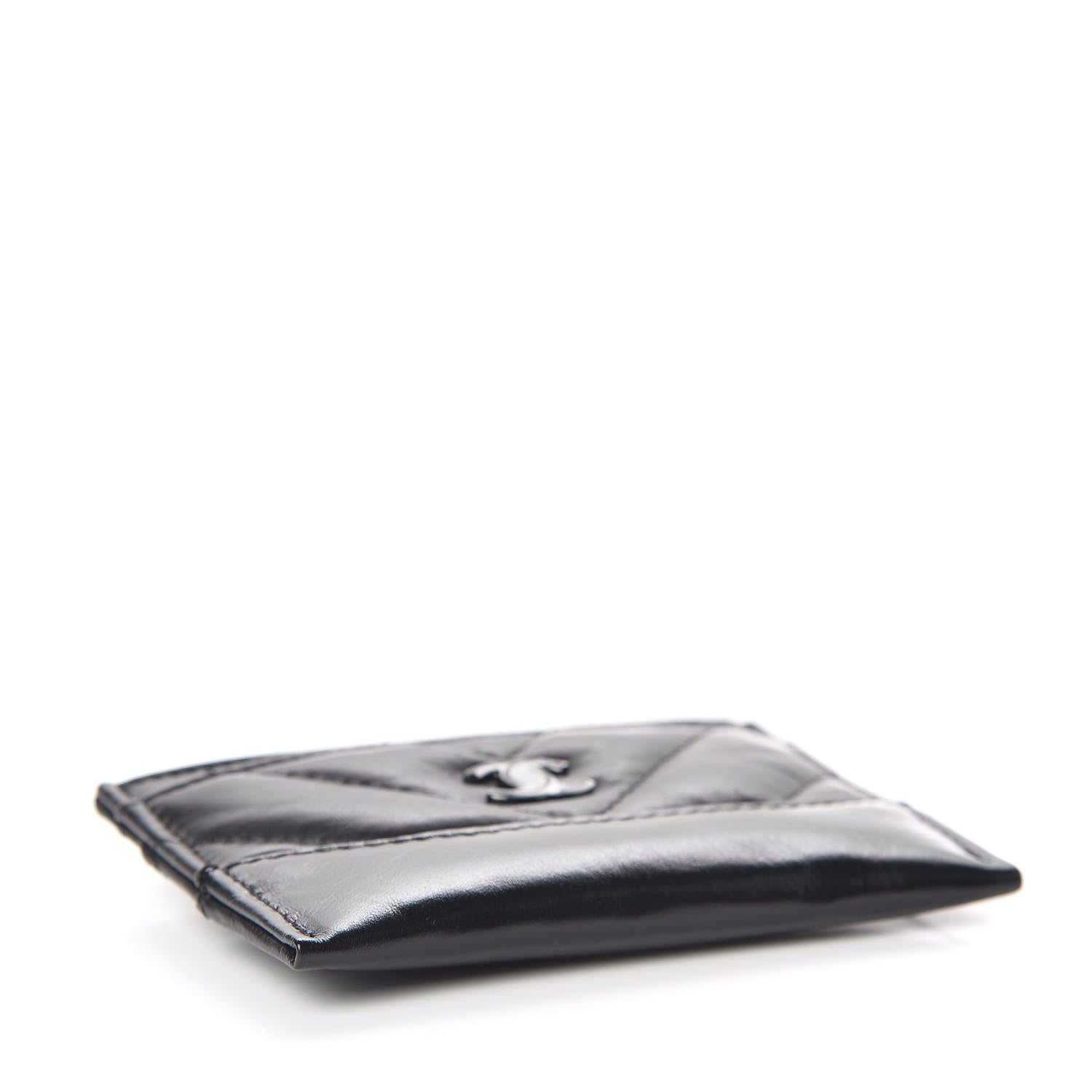Chanel Aged Calfskin Chevron Quilted Gabrielle Card Holder So Black 4 of 9