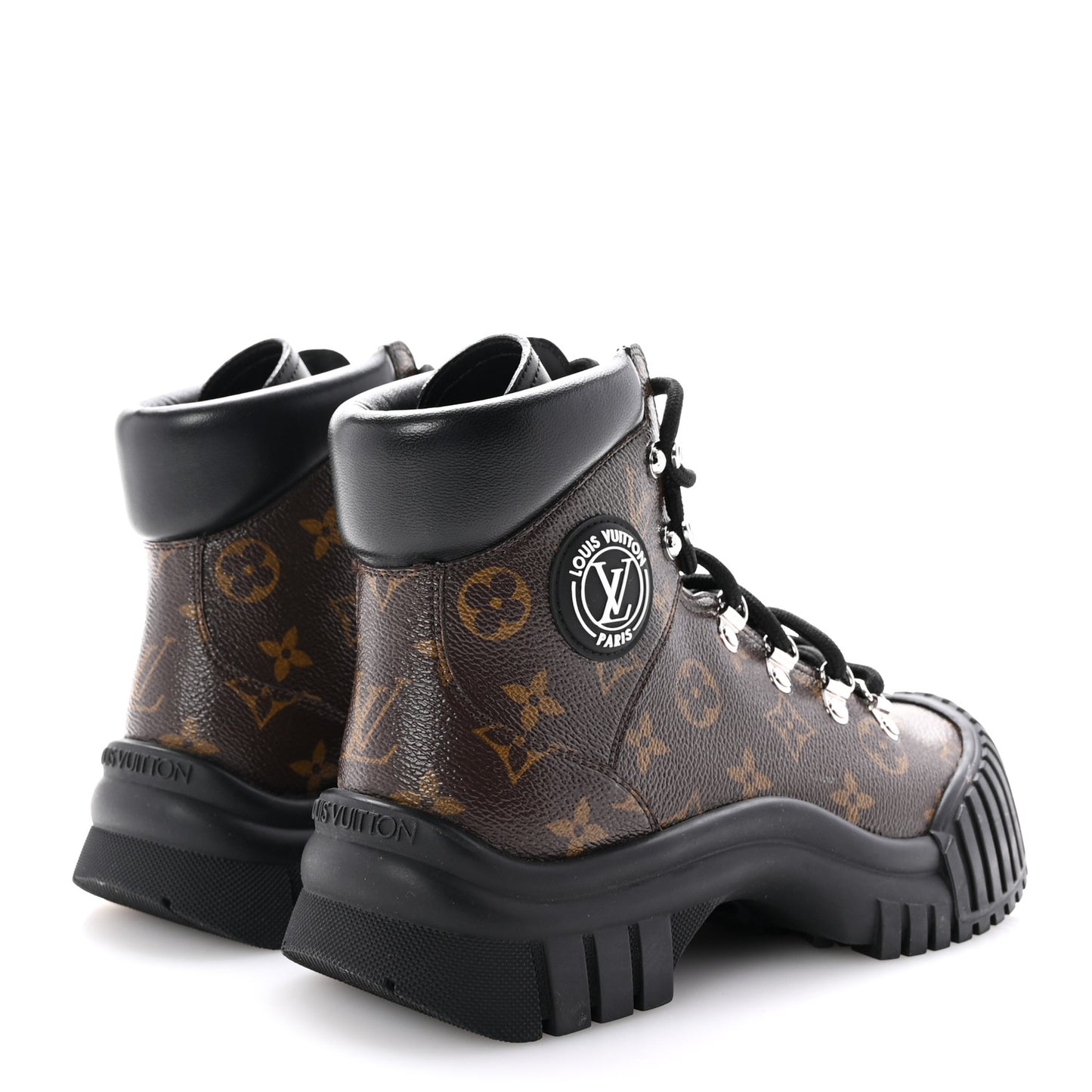 Calfskin Patent Monogram Ruby Flat Ranger Boots 38 Black