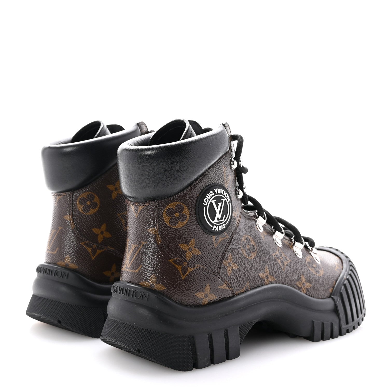 Louis Vuitton Calfskin Patent Monogram Ruby Flat Ranger Boots 38 Black 5 of 10