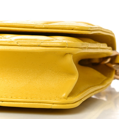Chanel Lambskin Resin Quilted Wallet On Chain WOC Yellow 6 of 12