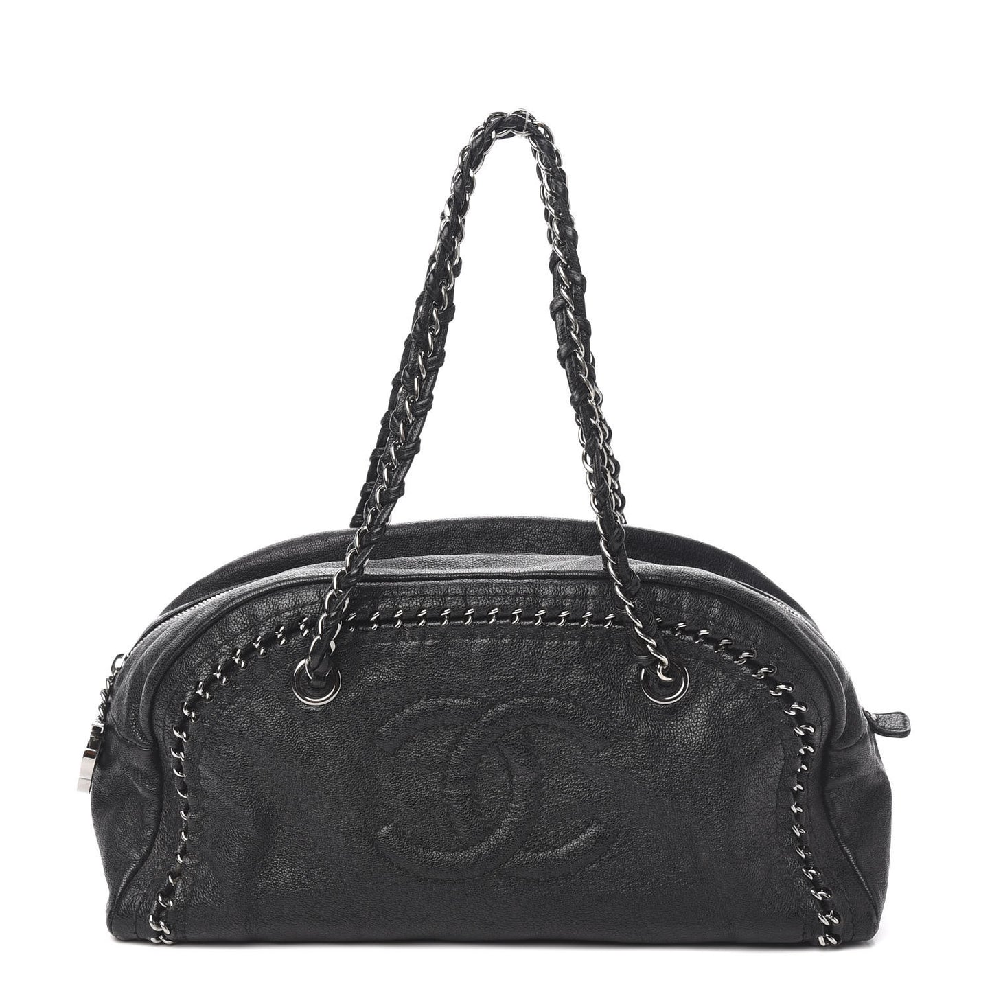 Goatskin Medium Luxe Ligne Bowler Black