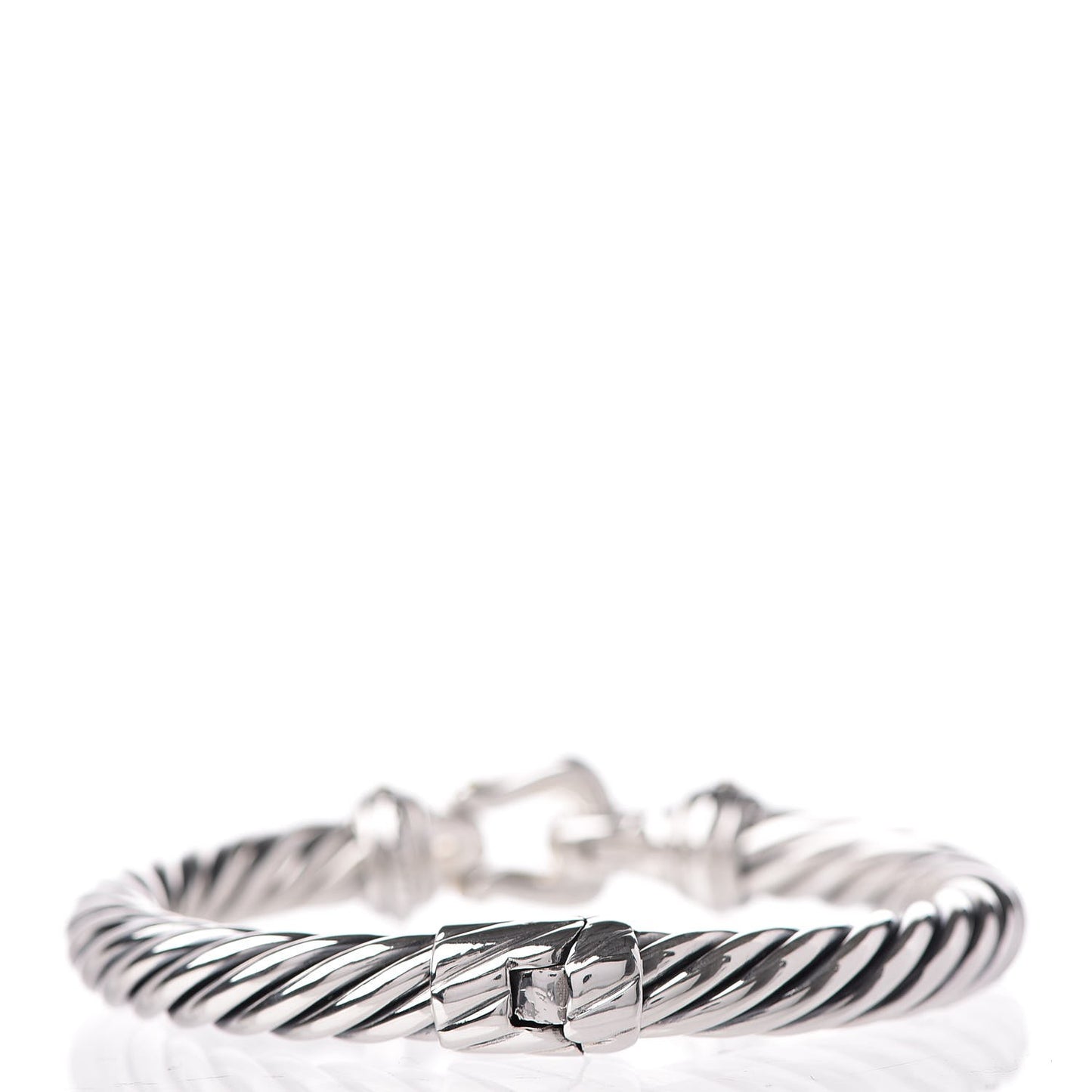 Sterling Silver 14K Yellow Gold 8.5mm Cable Buckle Bracelet