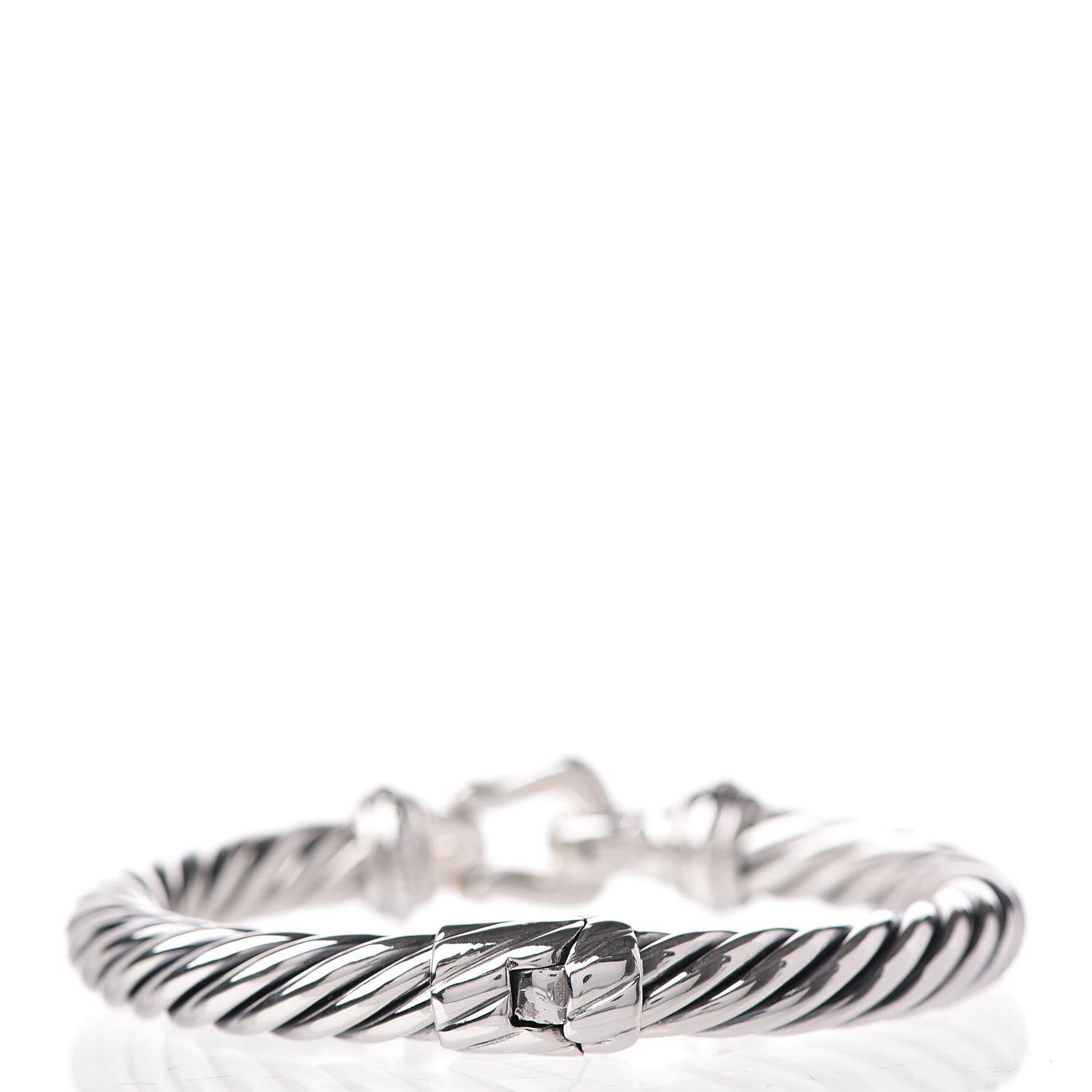 David Yurman Sterling Silver 14K Yellow Gold 8.5mm Cable Buckle Bracelet 3 of 4