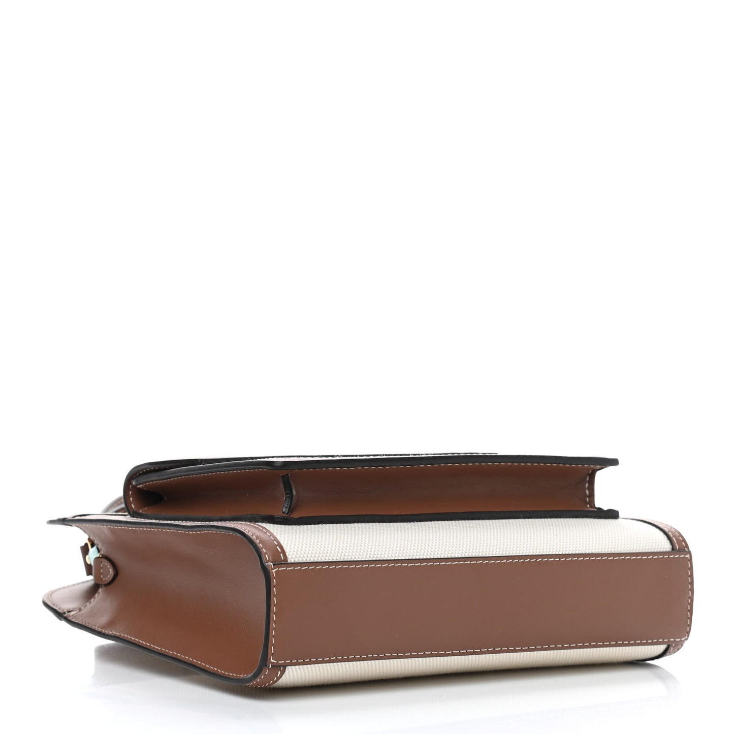 Canvas Smooth Calfskin Two Tone Mini Pocket Bag Natural Malt Brown