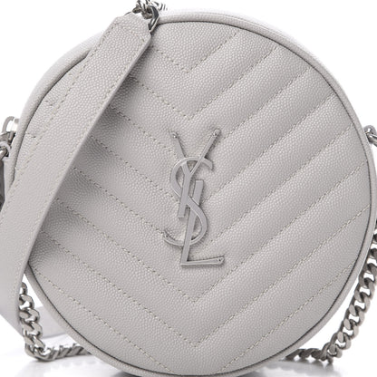 Saint Laurent Grain De Poudre Matelasse Chevron Quilted Round Vinyle Camera Bag Souris 8 of 10