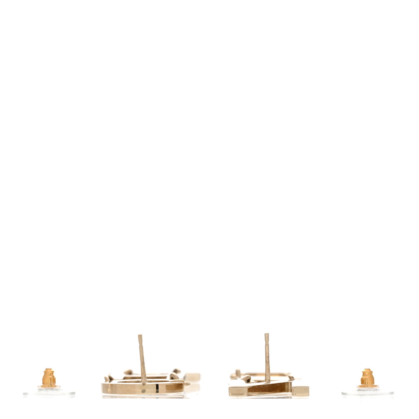 Metal Cha-Nel Logo Drop Earrings Gold