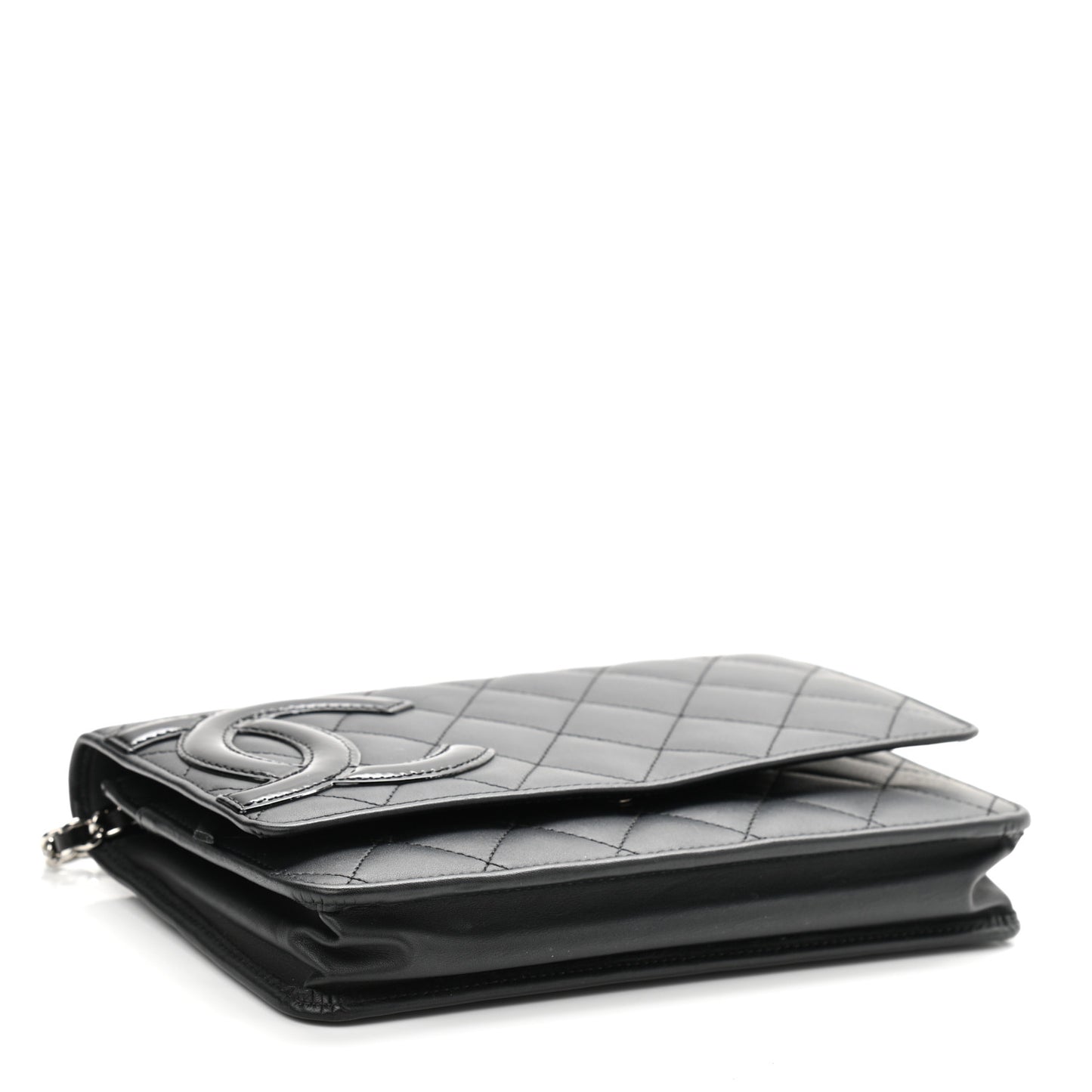 Calfskin Quilted Cambon Wallet On Chain WOC Black