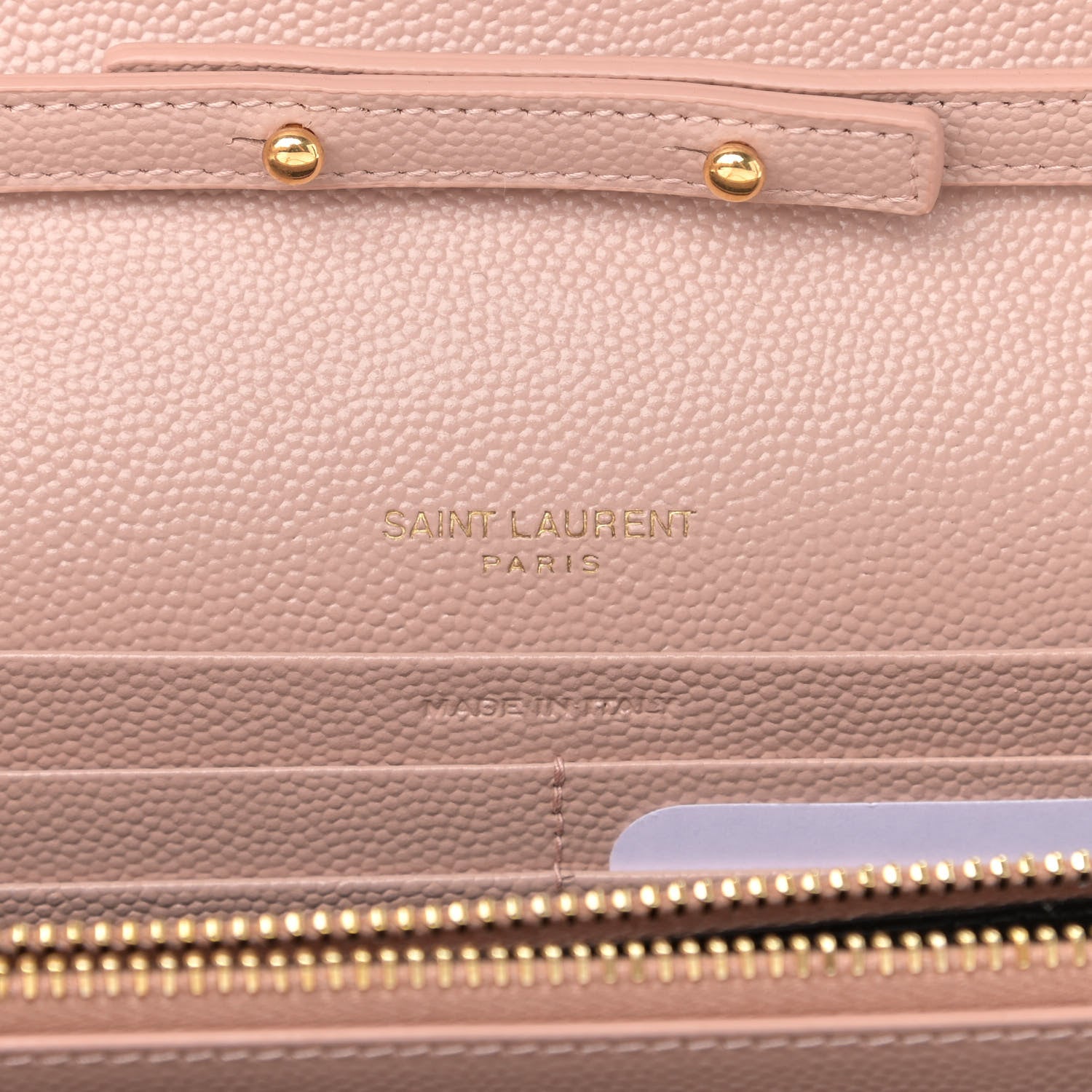 Saint Laurent Grain De Poudre Matelasse Chevron Monogram Chain Wallet Pale Pink 6 of 12