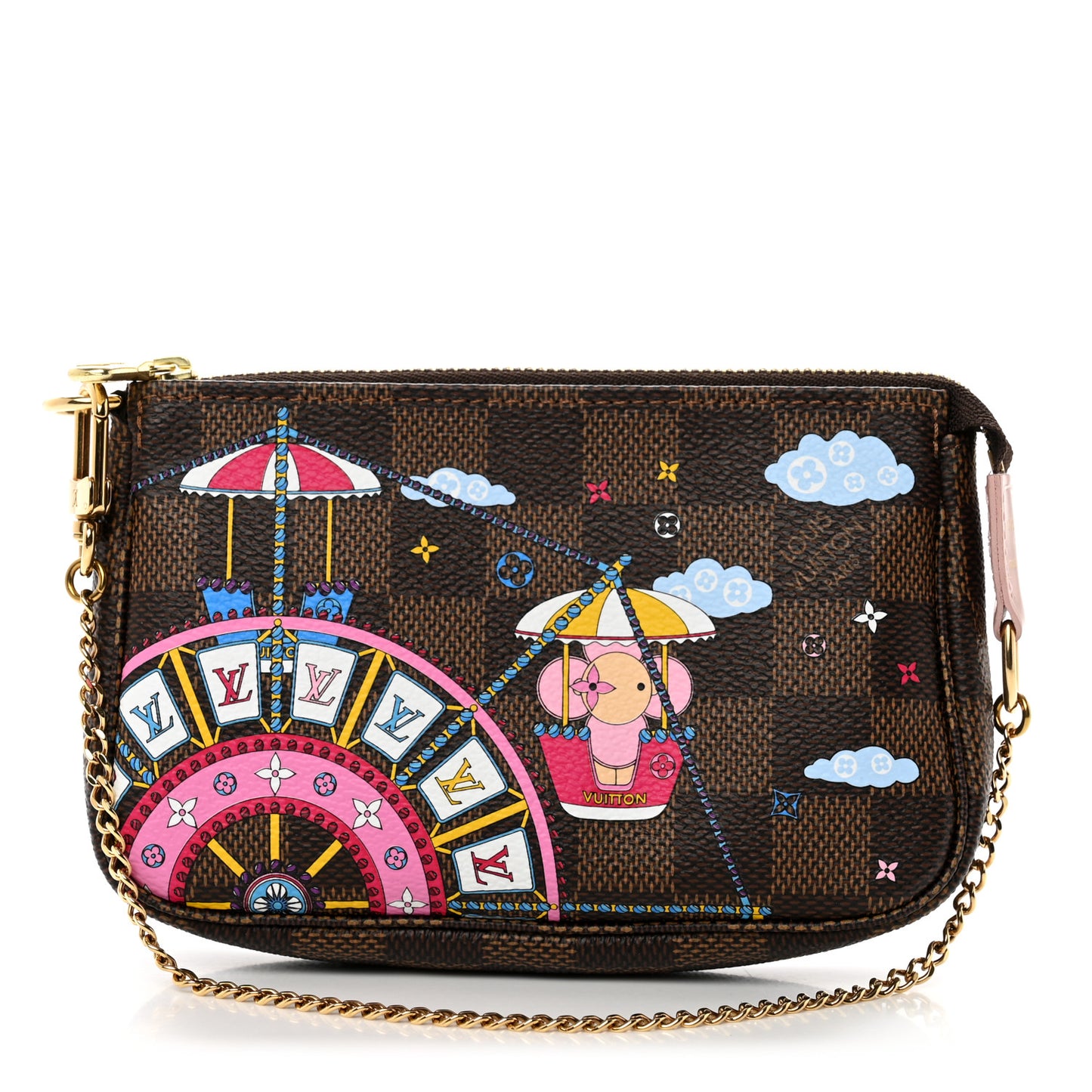 Damier Ebene 2020 Christmas Animation Big Wheel Mini Pochette Accessories Rose Ballerine