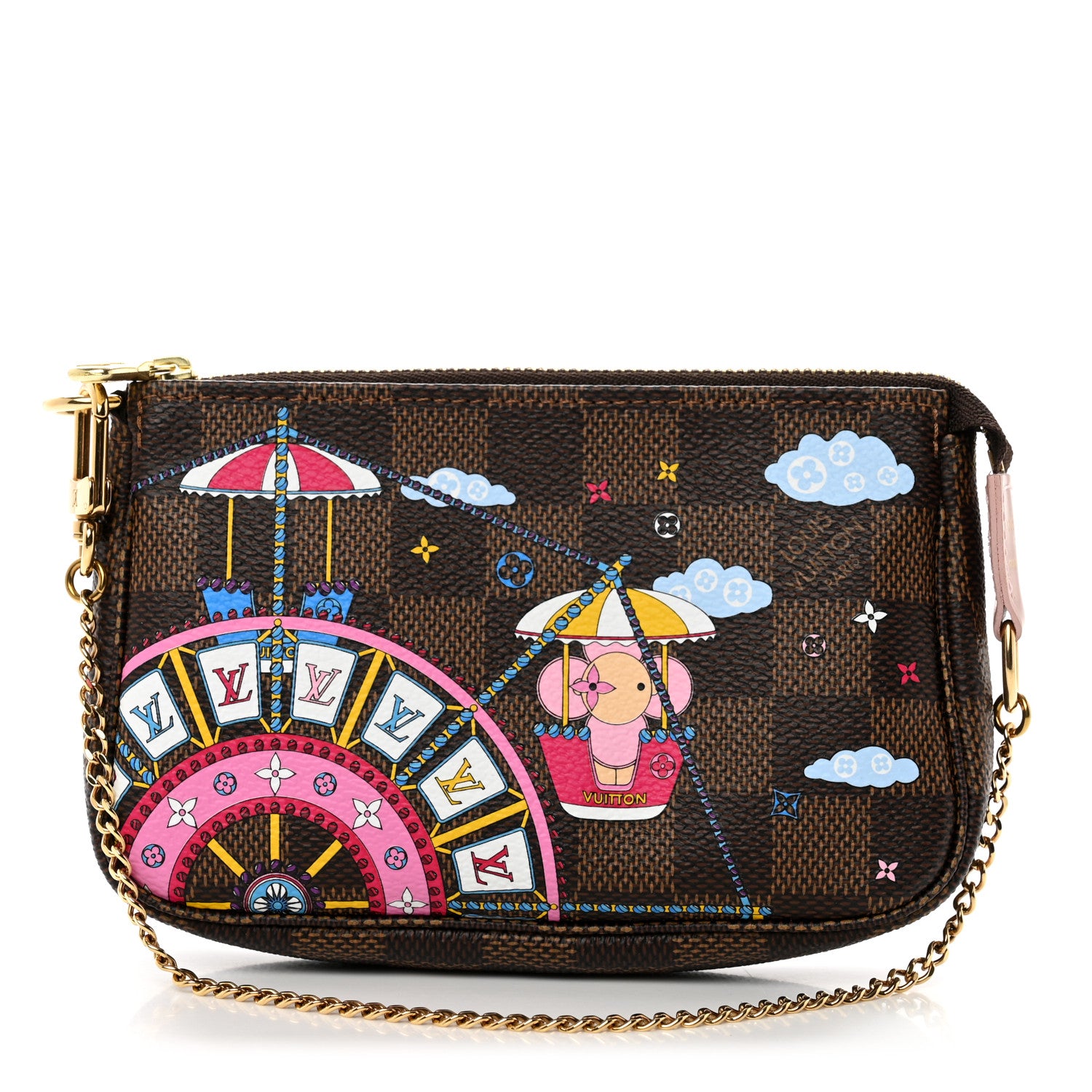 Louis Vuitton Damier Ebene 2020 Christmas Animation Big Wheel Mini Pochette Accessories Rose Ballerine 1 of 7