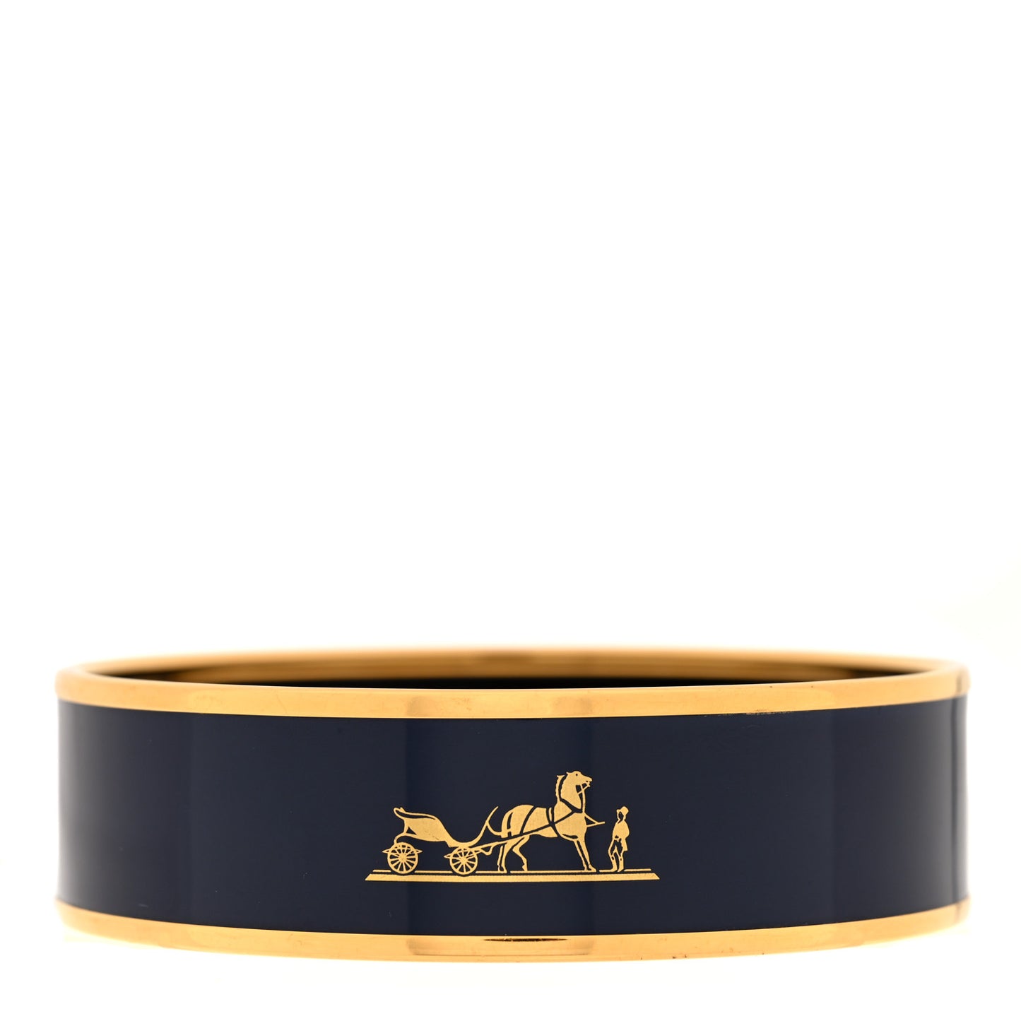 Enamel Printed Wide Caleche Bracelet 65 Navy Bleu