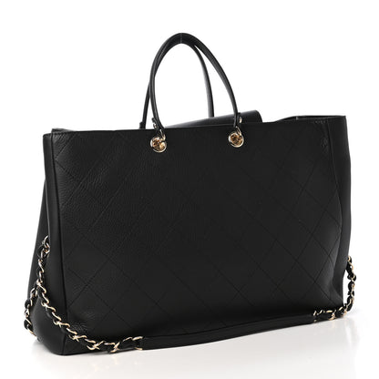 Chanel Bullskin Stitched Large Shopping Bag Black 2 of 4
