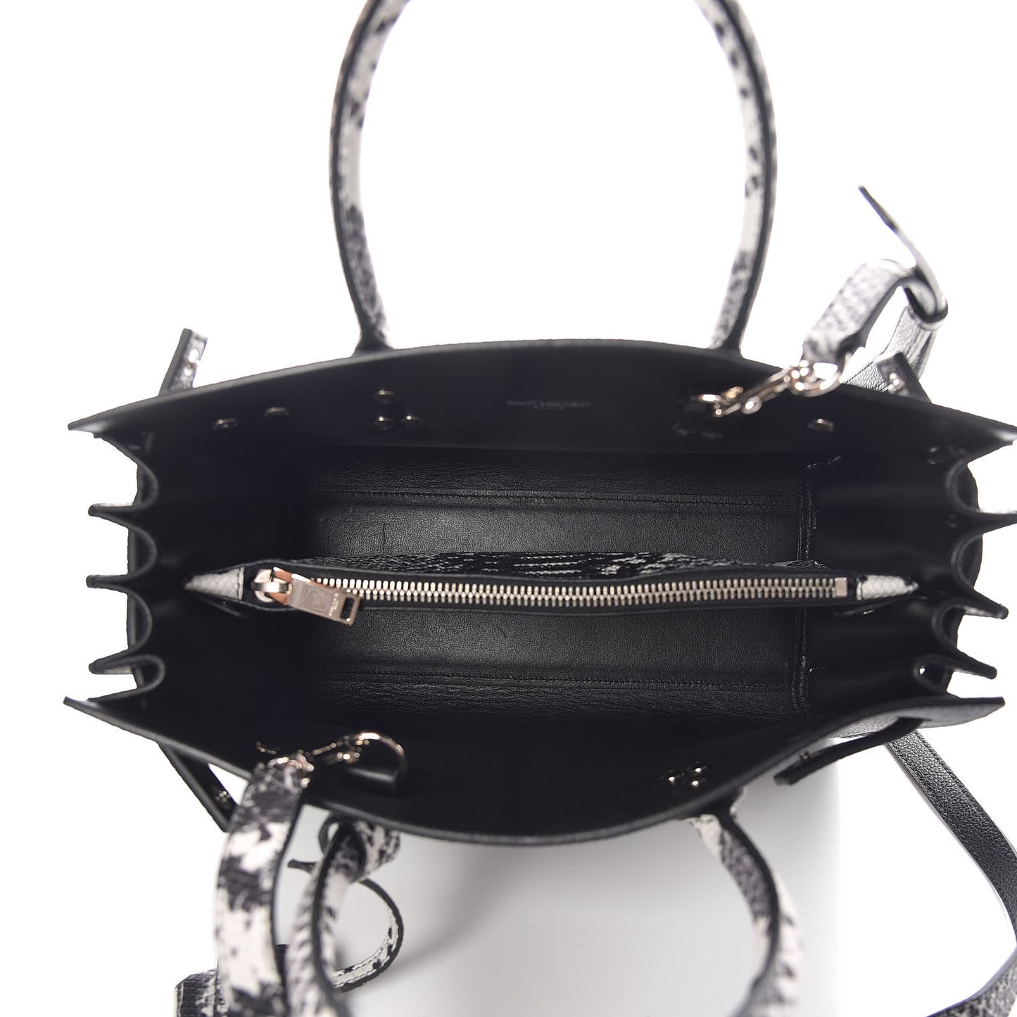 Grained Calfskin Embossed Python Baby Sac De Jour Black