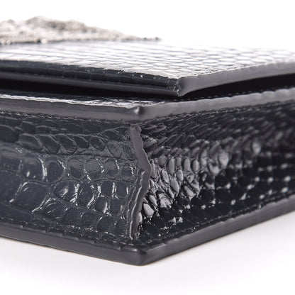 Saint Laurent Calfskin Crocodile Embossed Kate Monogram Tassel Chain Wallet Dark Smog 10 of 11