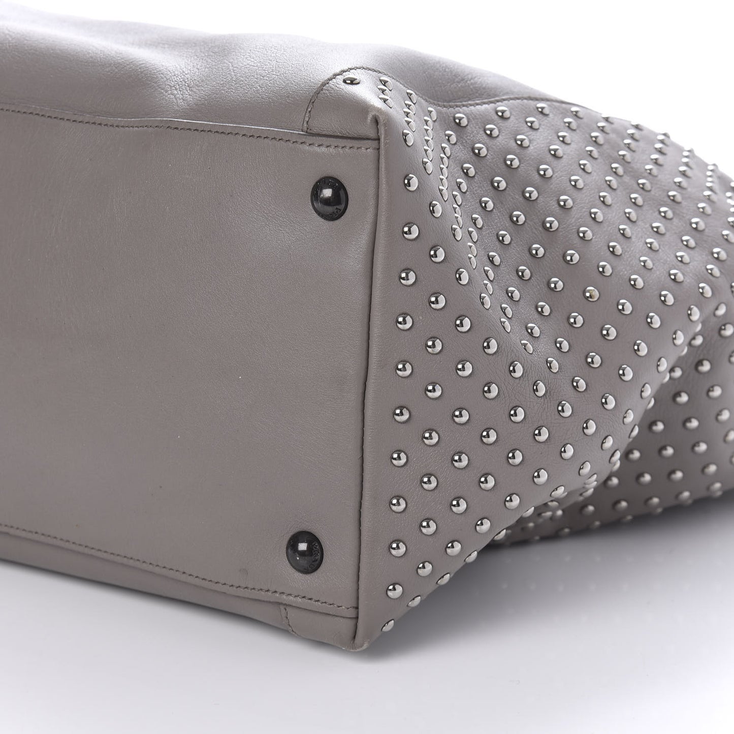 Calfskin Studded Shopping Tote Marmo