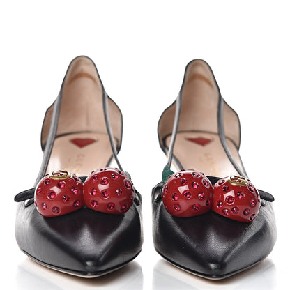 Gucci Nappa Cherry Pumps 36.5 Black 3 of 10