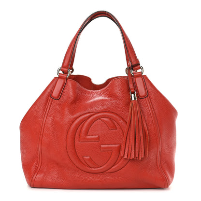 Gucci Pebbled Calfskin Medium Soho Shoulder Bag Red 1 of 13