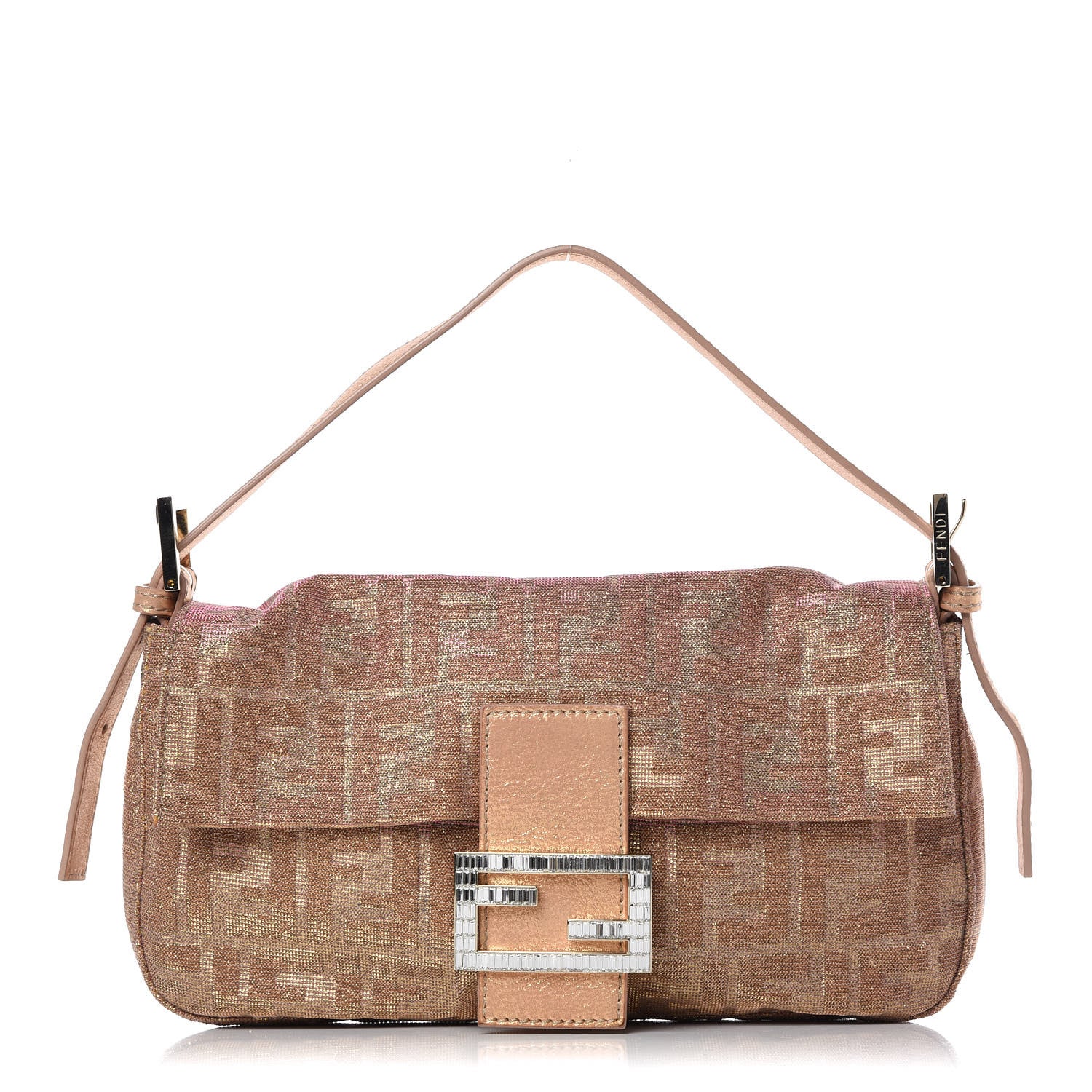 Fendi Metallic Lurex Zucca Vitello Baguette Arancio 1 of 8