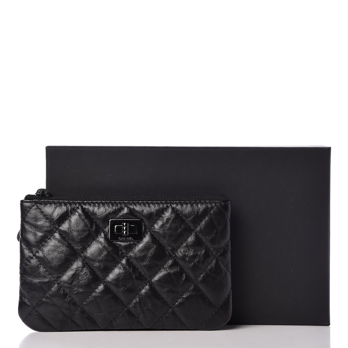 Aged Calfskin Quilted Reissue Cosmetic Case Black